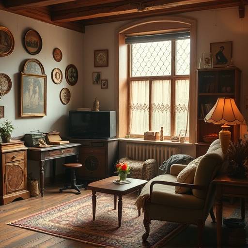 Cozy Studio C, featuring a vintage aesthetic and antique furniture.